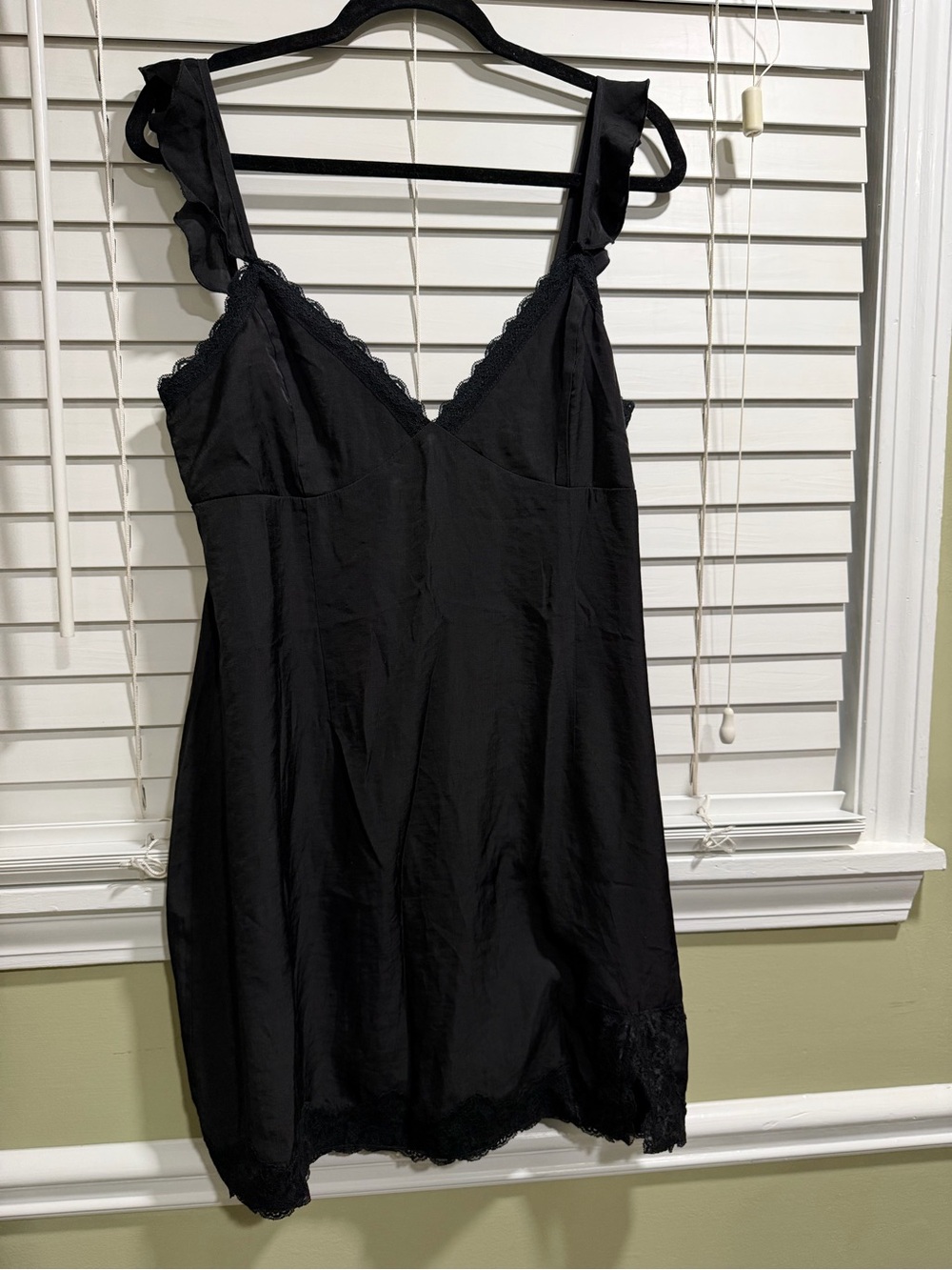 Princess Polly Black Lace-Trim Ruffle Strap Slip Dress